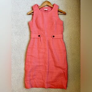 J. Crew Coral Sheath Dress w/ Buttons • Size 0